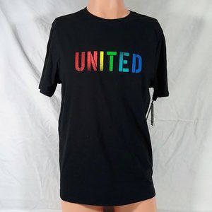 Adult Unisex United Pride Short Sleeve Cotton Graphic T-Shirt-Pure Black-NWT